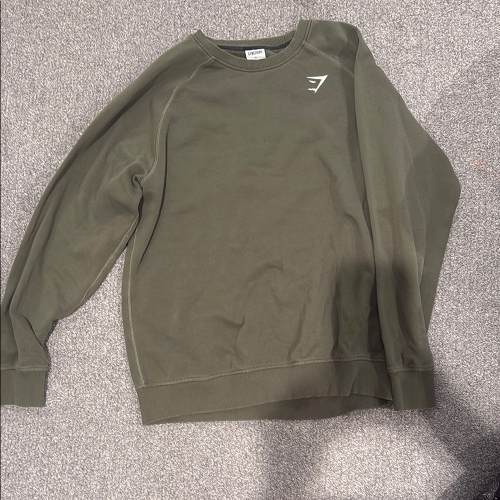 Gymshark Green Crewneck Sweater with Ribbed Cuffs